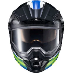 Scorpion EXO-AT950 Zec Snow Helmet - Dual Shield -Motorcycle Helmet Store scorpion exo at950 zec dual shield helmet blue hi viz front 78148.1698283357