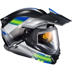 Scorpion EXO-AT950 Zec Snow Helmet - Dual Shield -Motorcycle Helmet Store scorpion exo at950 zec dual shield helmet blue hi viz right 50930.1698283354