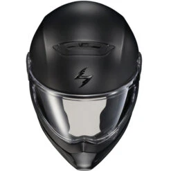 Scorpion EXO Covert FX Helmet -Motorcycle Helmet Store scorpion exo covert fx helmet matte black dark smoke shield front top 45772.1678927928