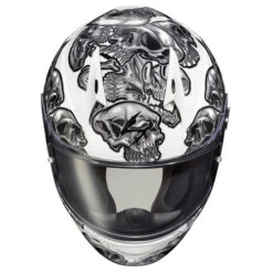 Scorpion EXO-R320 Skull-E Helmet -Motorcycle Helmet Store scorpion exo r320 skull e silver top front 85867.1663840565