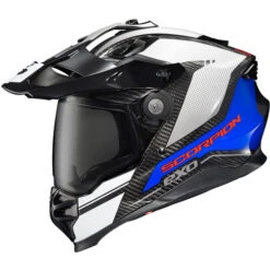 Scorpion EXO XT9000 Carbon Trailhead Helmet -Motorcycle Helmet Store scorpion exo xt9000 carbon trailhead helmet white blue smoke shield 96832.1678756971