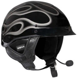 Sena SPH10H-FM Bluetooth Headset And Intercom With FM Tuner For Half Helmets - Dual Pack -Motorcycle Helmet Store sena sph10h fm on helmet left 47881.1531235100