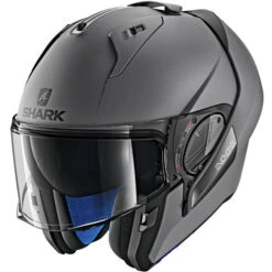 Shark Evo-One 2 Blank Helmet -Motorcycle Helmet Store shark evo one 2 blank helmet matte dark grey front left open 85664.1627176060