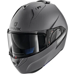Shark Evo-One 2 Blank Helmet -Motorcycle Helmet Store shark evo one 2 blank helmet matte dark grey front left 22850.1627176030