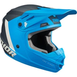 Thor Sector Chev Youth Helmet -Motorcycle Helmet Store thor sector chev youth helmet blue light gray right 53594.1652888837