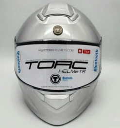 Torc T28B United Silver Helmet -Motorcycle Helmet Store torc t28b bluetooth helmet united silver front 50947.1594841889